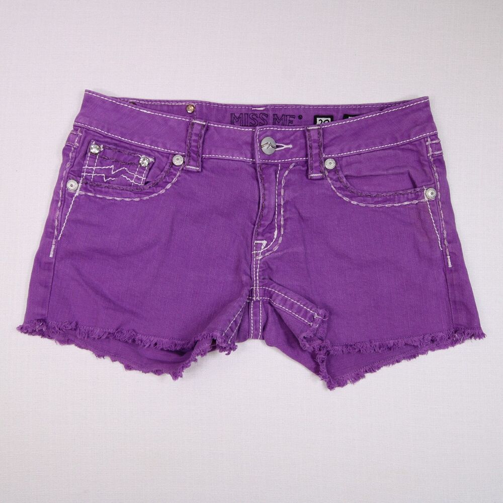 Miss Me Plum Purple Size 29 Distressed Bling Denim Shorts Cutoffs